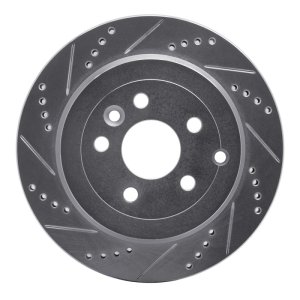 Land Rover LR2 Brake Rotor (1) - Rear Left - R1 Concepts - Drilled & Slotted - Silver - `08-`12